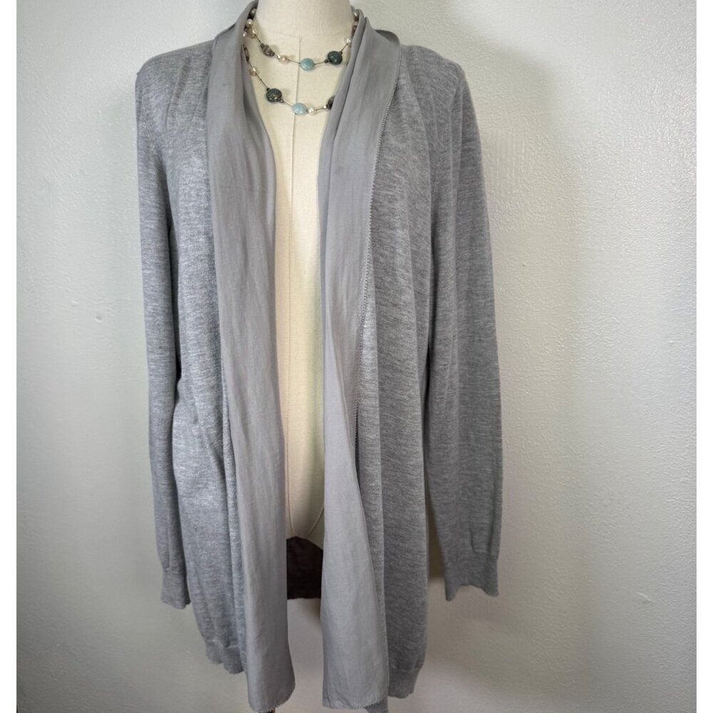 Eileen Fisher Womens Gray Open Front Cardigan Large Sustainable Minimalist Chic